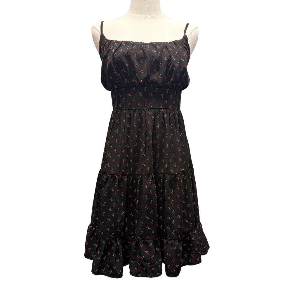 Liberty Love Cherry Floral Smocked Mini Dress M Dark Cottagecore Whimsigoth